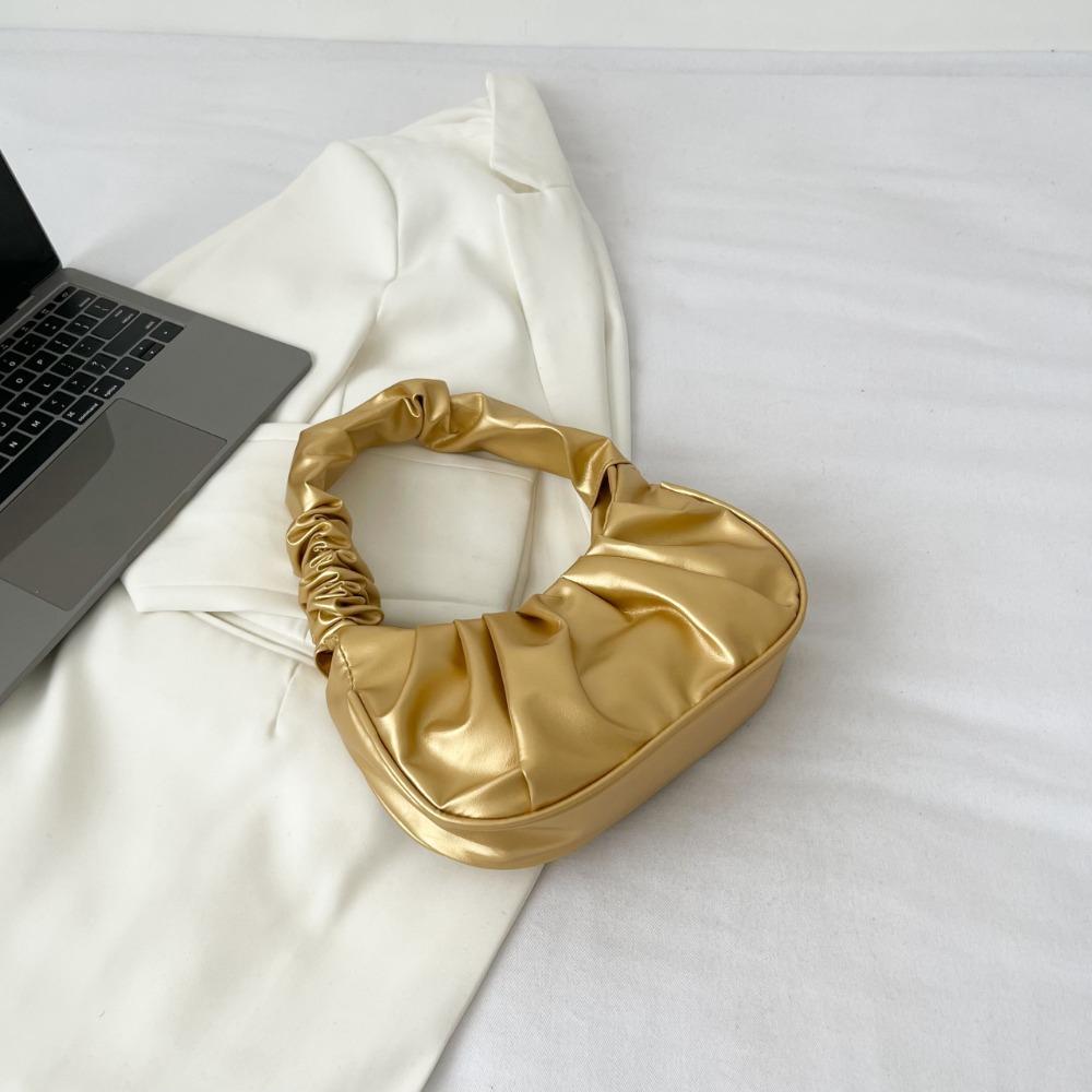 Korean Style Pleated Handbag Phone Bag PU Leather Underarm Bag Luxury Cloud Bag Ladies