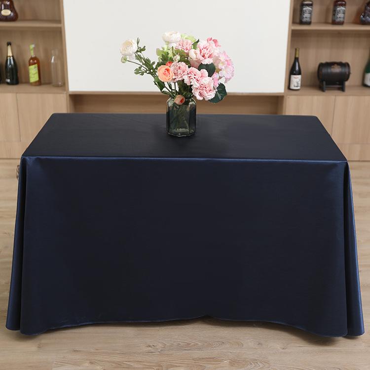 Hotel Tablecloth Conference Tablecloth Table Skirt Satin Glossy Rectangular Square Solid Color Banquet Tablecloth Navy Blue Thickened