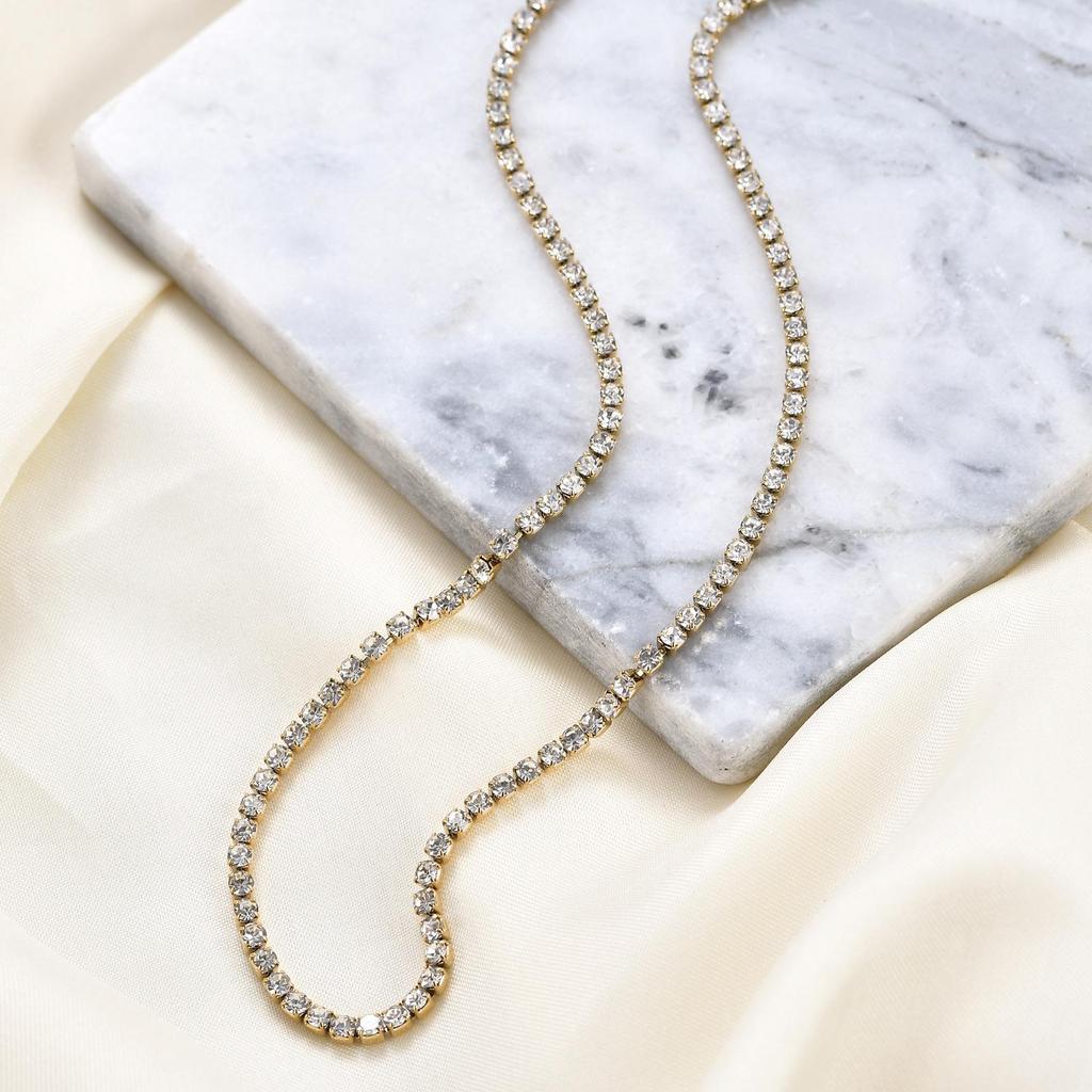 European & American Zircon Tennis Chain Necklace - 3MM Copper, Fashionable & Versatile Collarbone Jewelry for Women