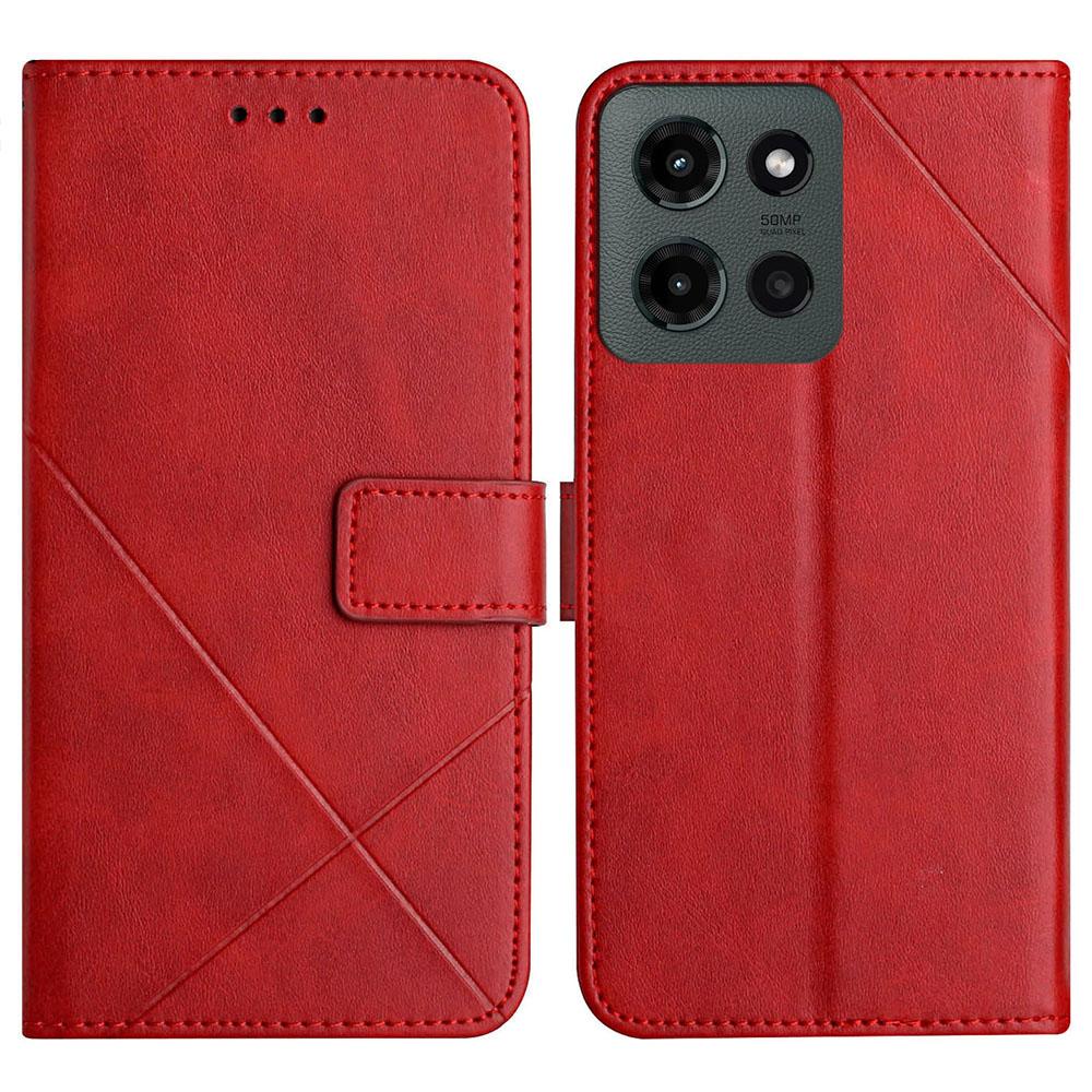 

For Motorola Moto G 5G (2025) Case Line Pattern Wallet Leather Phone Cover with Wrist Strap