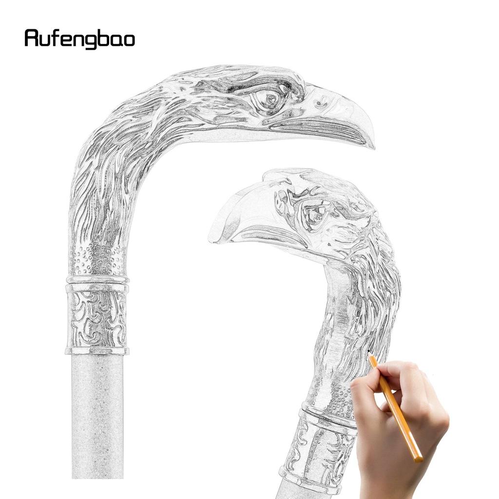 Silberner Adler, langer Kopf, Totem, Gehstock, modisch, dekorativ, Gehstock, Gentleman, elegant, Cosplay, Gehstock, Knauf, Crosier, 93 cm