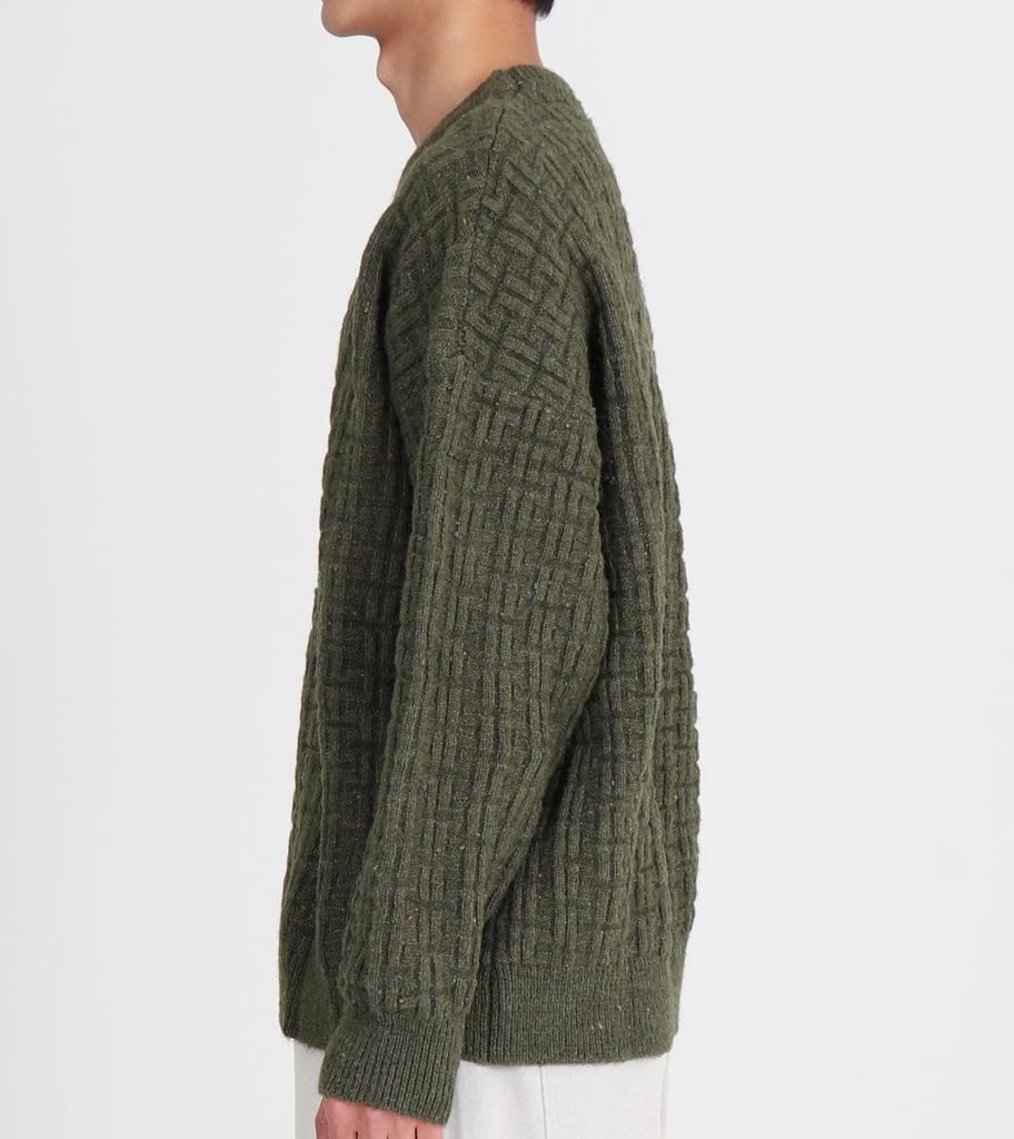 Beoteunseoul Waffle Heathered Round Oversized Knit (Khaki)