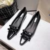 Soft-soled pointed single shoes women's 2025 spring new bow shoes niche design flat bottom shallow mouth one pedal scoop