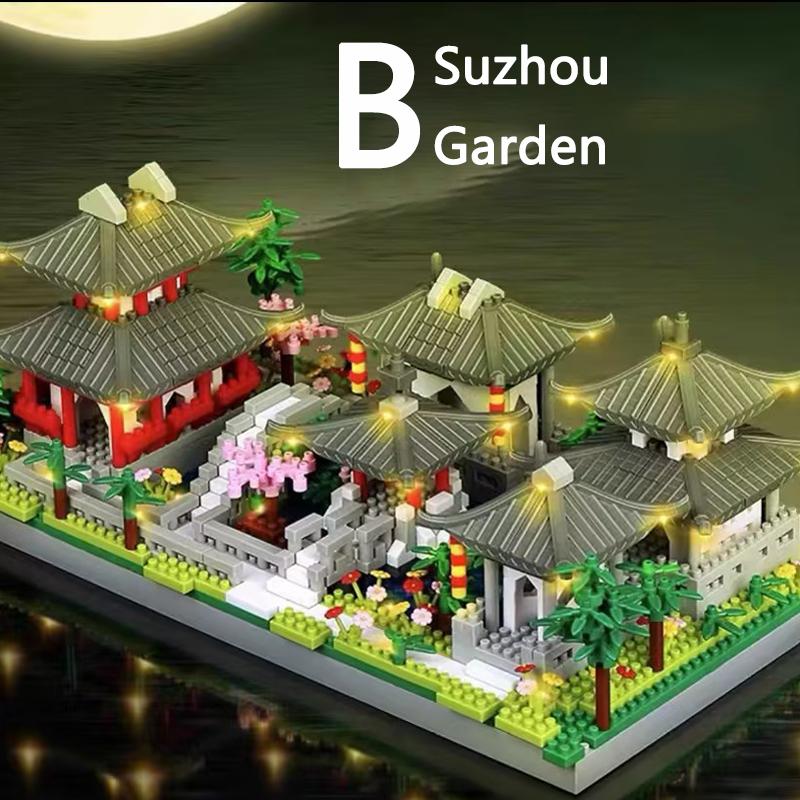 DIY Mini Building Blocks Classic and Famous Chinese Traditional Garden Suzhou Garden City Street View Bricks For Adult Toy
