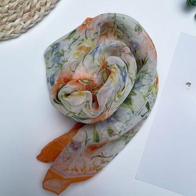 Vier Jahreszeiten Dünner Seidenschal für Damen Hochwertiger Maulbeerseidenschal Langer Vielseitiger Mode-Schal Schal Strandschal