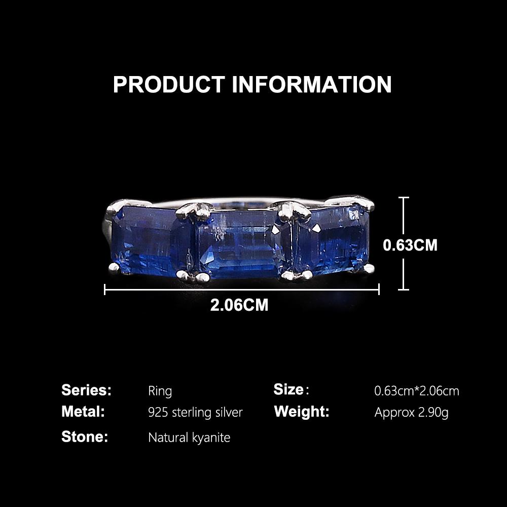 Klassisches Design 925er Sterlingsilberring Natürlicher achteckiger 5*7mm Kyanit Leichter Luxusschmuck für Hochzeits- und Partygeschenke für Frauen