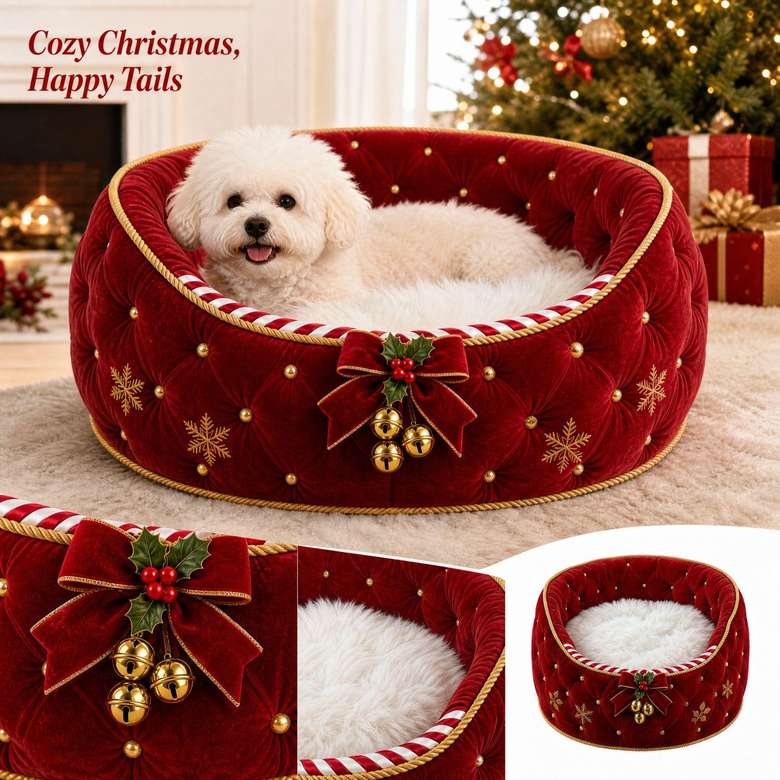 Christmas Pet Bed for Dogs and