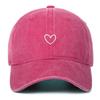 Vintage Korean Style Thin-Brim Heart Embroidery Baseball Cap - Unisex Spring/Summer Fashion