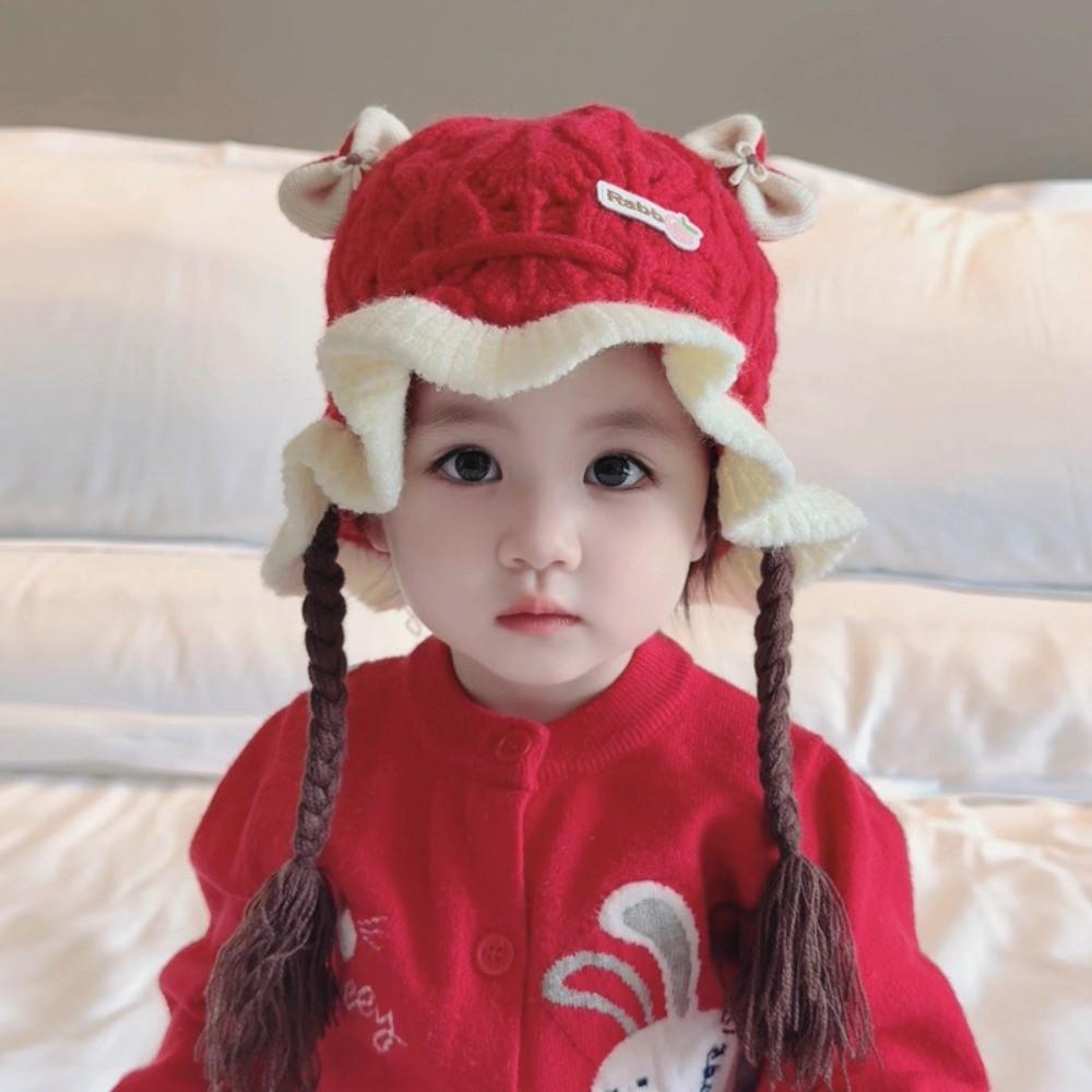 

Windproof Ear Protection Cap Breathable Newborn Beanie Cap Cartoon Baby Wig Hats Baby червоний