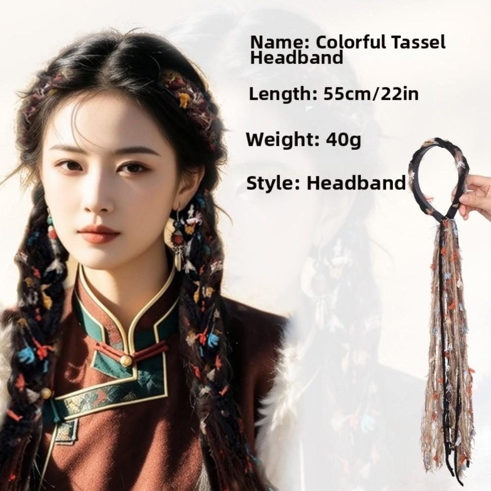 Ethnisch Stil Bohemian Quaste Stirnband Synthetisch Bunt Zöpfe Haarteile für Frauen