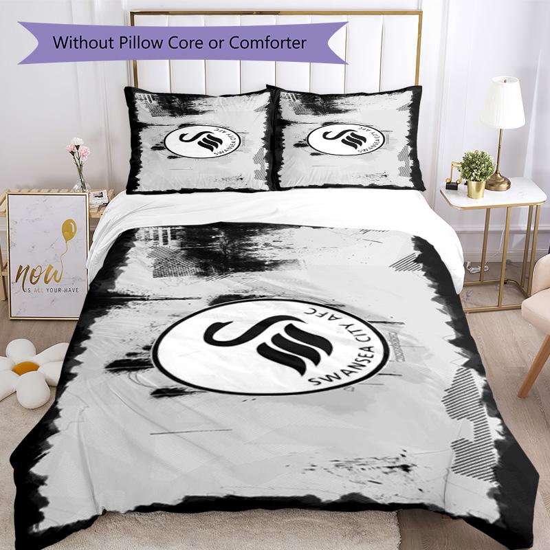 Set Copripiumino con Stampa Swansea City A.F.C. – include 1 copripiumino e 2 federe coordinate Arredo camera da letto Regali di Natale