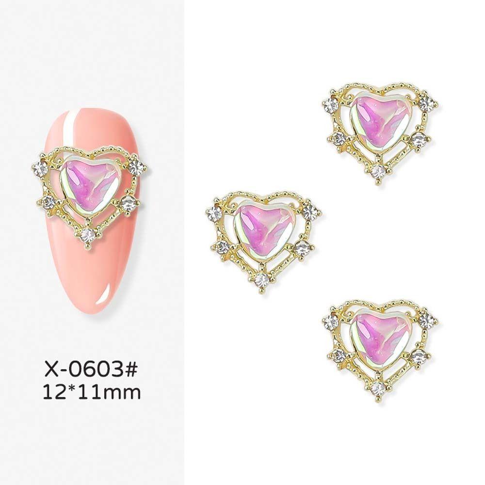 Aurora Nail Ornament Nail Jewelry 3D Nail Art Drills Heart Nail Rhinestones Rabbit Nail Decorations