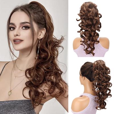Extension per coda di cavallo con clip a artiglio, ricci e ondulati sintetici, eleganti per le donne, facili da usare e alla moda, accessori per capelli