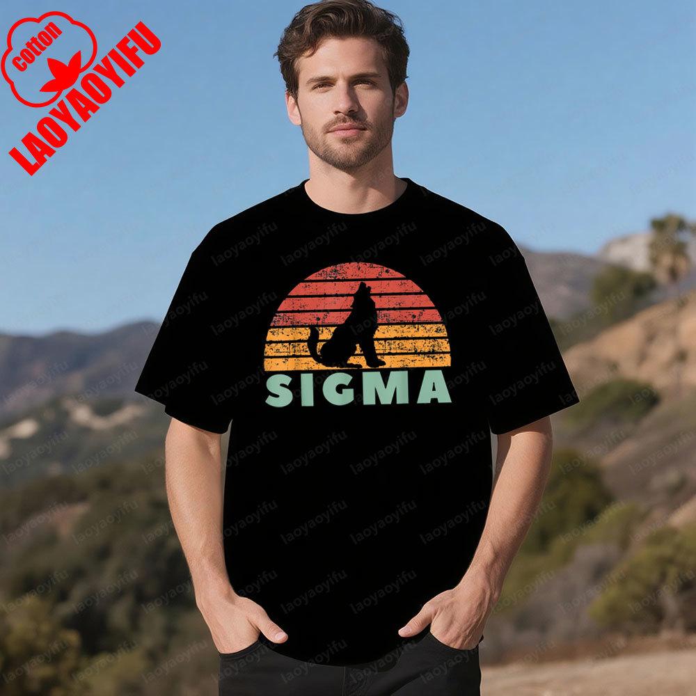 Vintage Creative Design Sigma Wolf Shirt Retro Sigma Male TShirt Men Summer Casual Daily Life Crewneck Cotton Short Sleeve