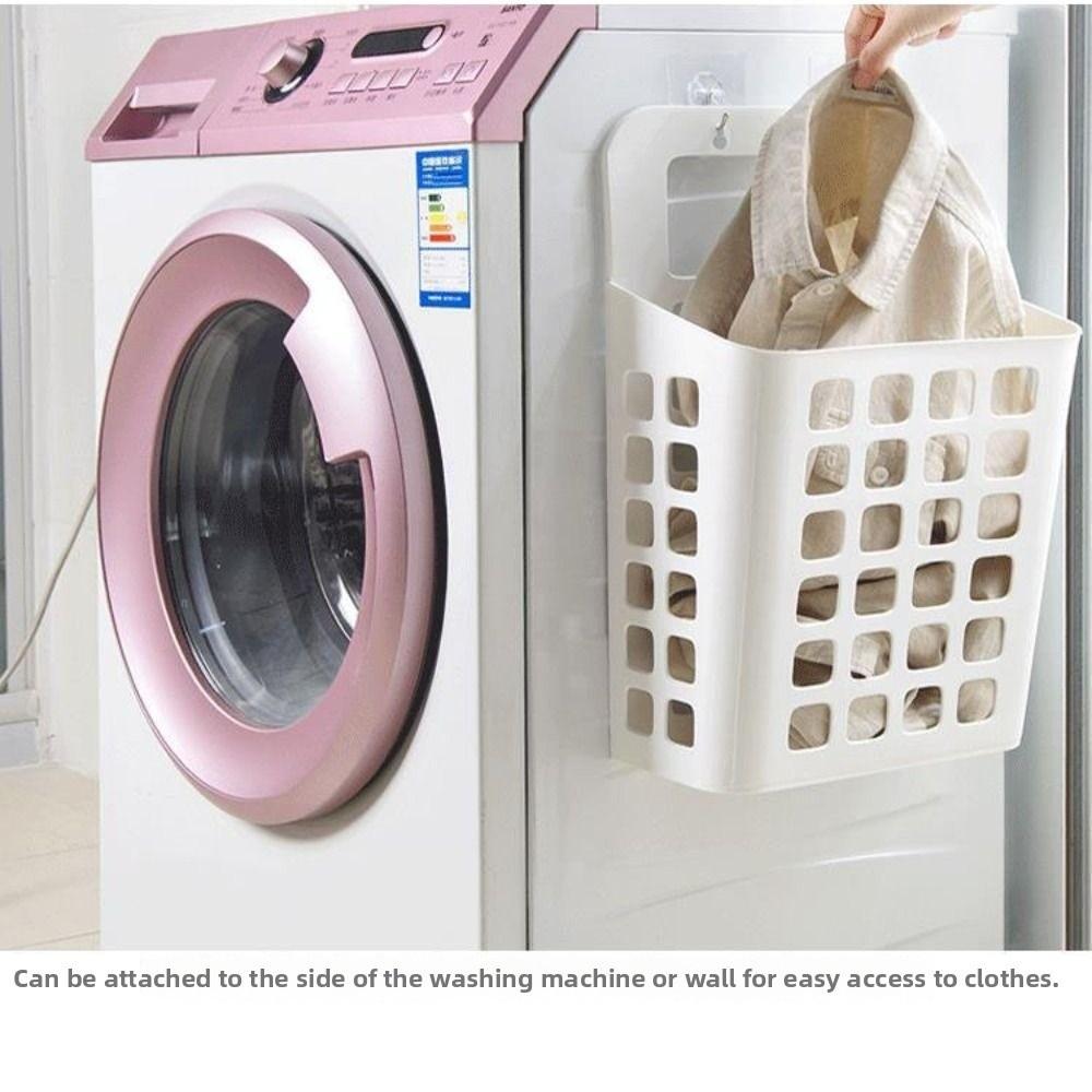 Folded Hanging Laundry Basket Draining Holes Dirty Laundry Organizer  Bedroom Closet