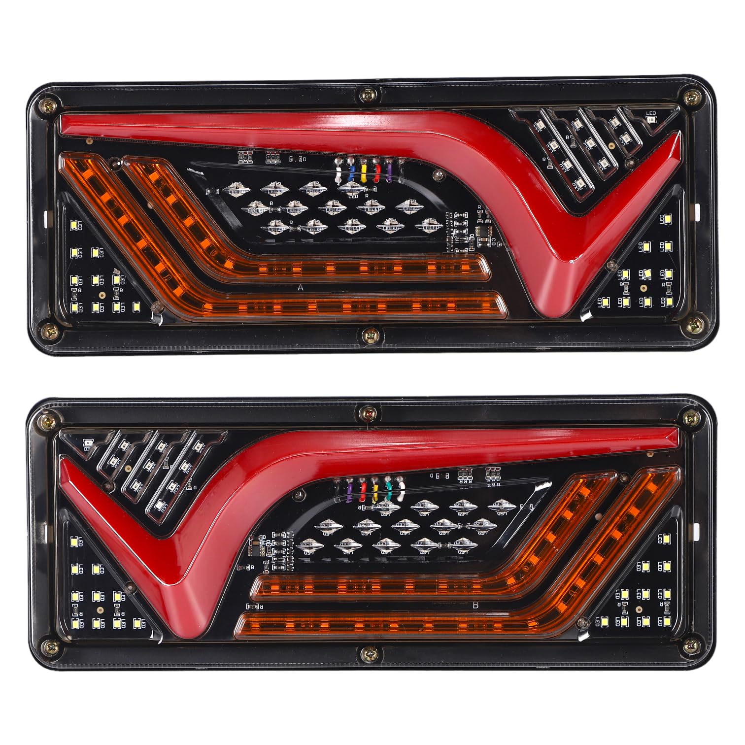 

Задние светодиодные фонари для грузовика Kanoan, левый и правый, с динамическими указателями поворота, 24 В, универсальные, для самосвалов, V-образные, комплект, сигналы, трубки, Fuso, Hino, Nissan, UD,