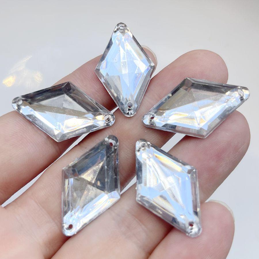 15pcs 18 * 30mm Diamond Shaped Pressure Rhinestone Sewn On Flat Back Crystal for DIY Jewelry Making Decoration Sewing Rhinestone