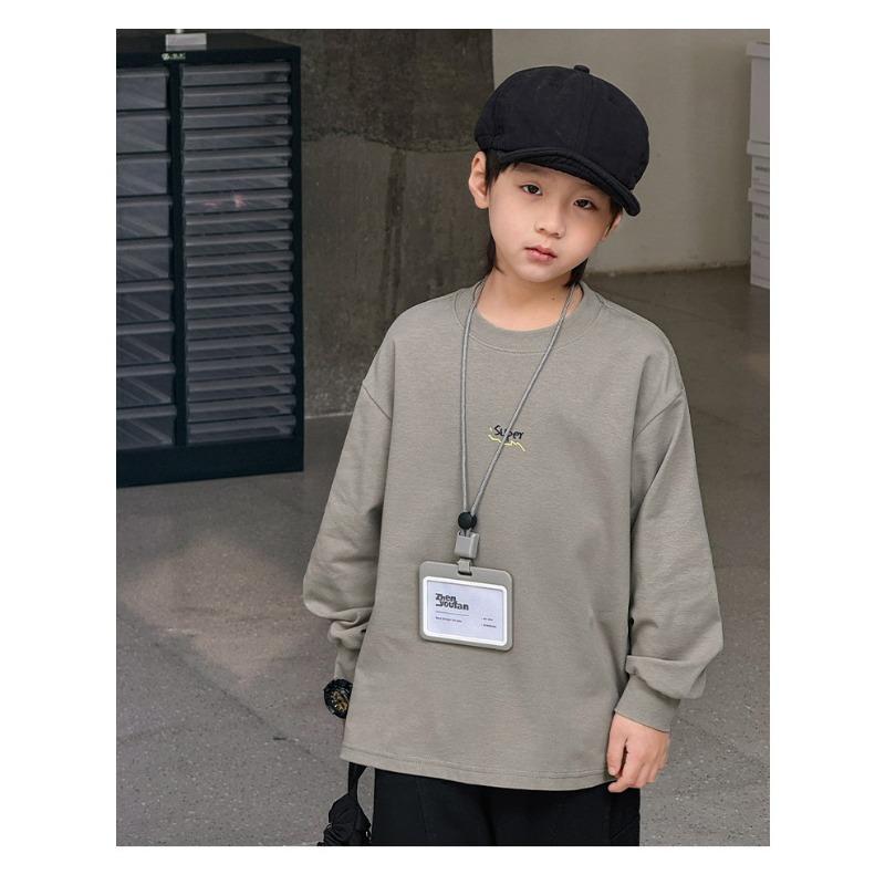 Boys Big Kids Long Sleeve Solid Casual Crew Neck T Shirt