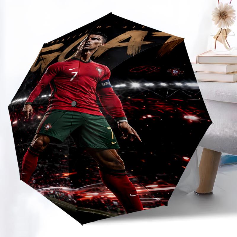 Printed Cristiano Ronaldo Folding Umbrella,Outdoor,Leisure,And Travel Umbrella,Durable Umbrella Fabric,Birthday And Holiday Gift