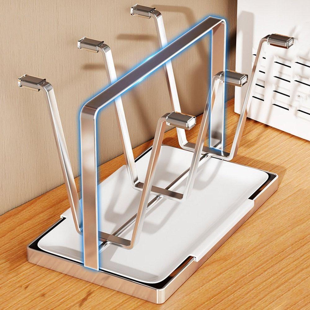 Rustfritt Stål Glasskoppstativ Plassbesparende Flasketørkestativ Benkeplate