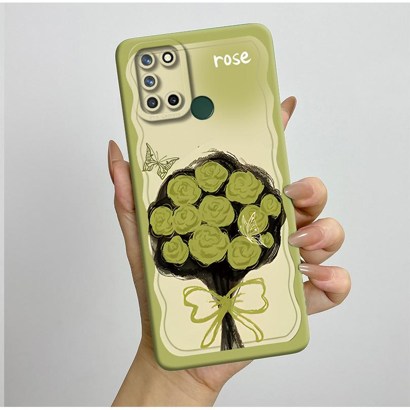 Phone Case For Realme 7I RMX2103 C17 Shockproof Case For Realme C17 Pretty Flowers Liquid Soft Silicone Back Cover Bumper Fundas