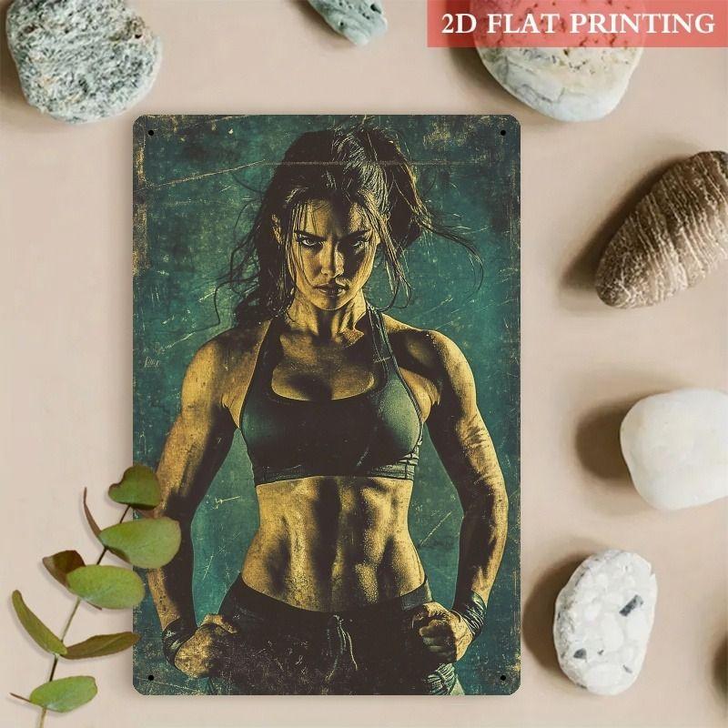 Gym Motivation Metal Tin Sign Fitness Weightlifting Dumbbell Wall Art Decor Home Gym Garage Man Cave Poster Painting
