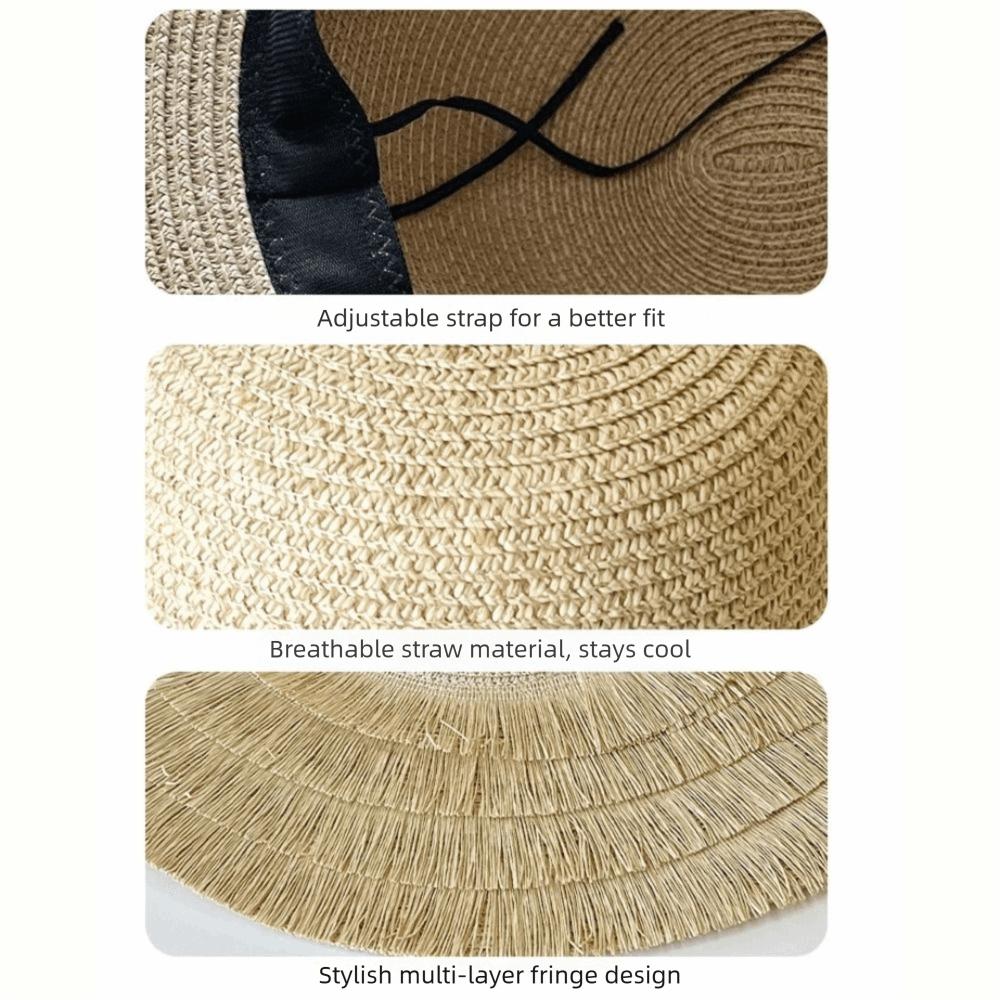 Foldable Straw Hat Wide Brim Fisherman Hat Women Fashion Sun Hat For Beach Holiday Vacation