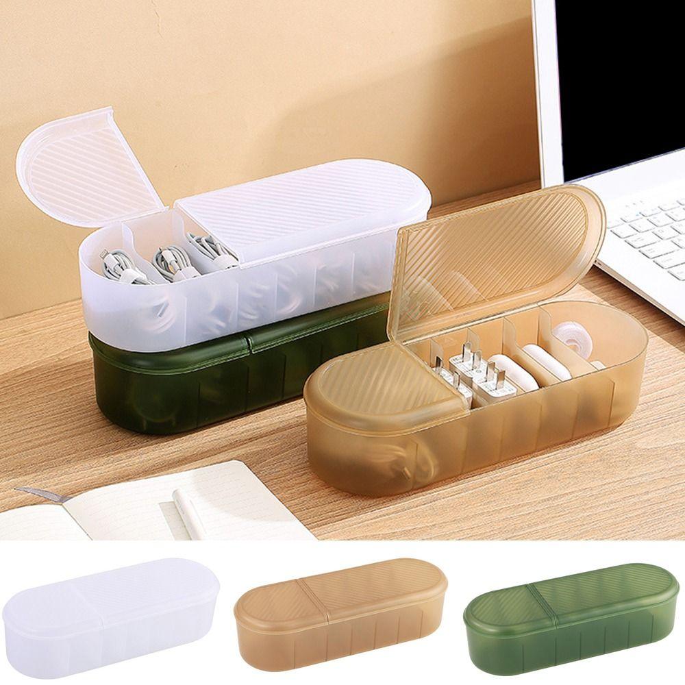 Large Capacity Data Line Storage Container Plastic Power Cord Sundries Organizer  Desktop
