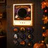 Decorative Acrylic Fridge Magnet Record Player for Christmas Halloween with 9 Programmable Records NFC Music Disc Enabled Vinyl Albums Refrigerator