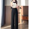 White Tencel Cotton Linen Wide-Leg Pants for Women, Draped New High-Waist Summer Thin Linen Straight Pants