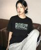 MOZMOZ Camo Logo 2-Type Pigment Short Sleeve T-Shirt Black
