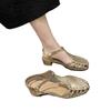 2025 Hot Sale Summer Women's Closed Toe Rome Sandals Outdoor Dress Buckle Strap Shoes Hollow Weave Low Heel Daily Modern Sandals