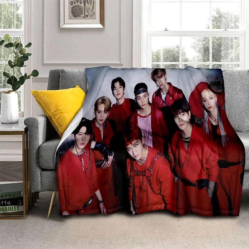 Korea Kpop Stray Kids 3D Singer Soft Flannel Blanket for Beds Bedroom Sofa Picnic,Throw Blanket for Cover Outdoors Leisure Gift