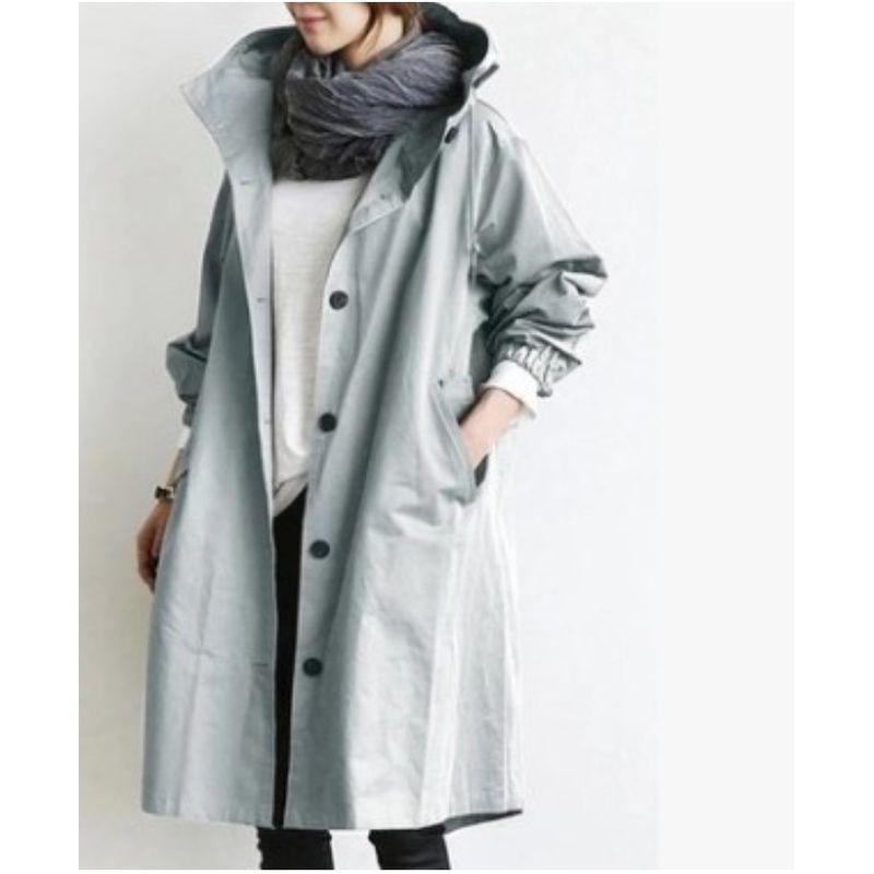 

Casual Mid Length Long Length Temperament Waist-Controlled Coat and Trench Coat Light blue XL