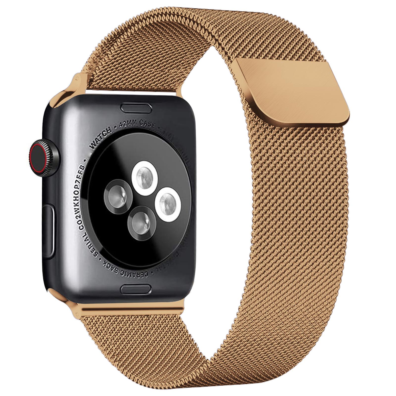 

AHASTYLE WG42-1 For Apple Watch 10 46mm/Ultra 2/Ultra 49mm/9 8 7 45mm/SE (2023) SE (2022) SE 6 5 4 44mm/3 2 1 42mm Milanese Wrist Band Rose Gold