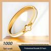 Bracciale Quadrifoglio in Acciaio Titanio con Strass: Elegante Lusso Leggero per la Moda Versatile Femminile.