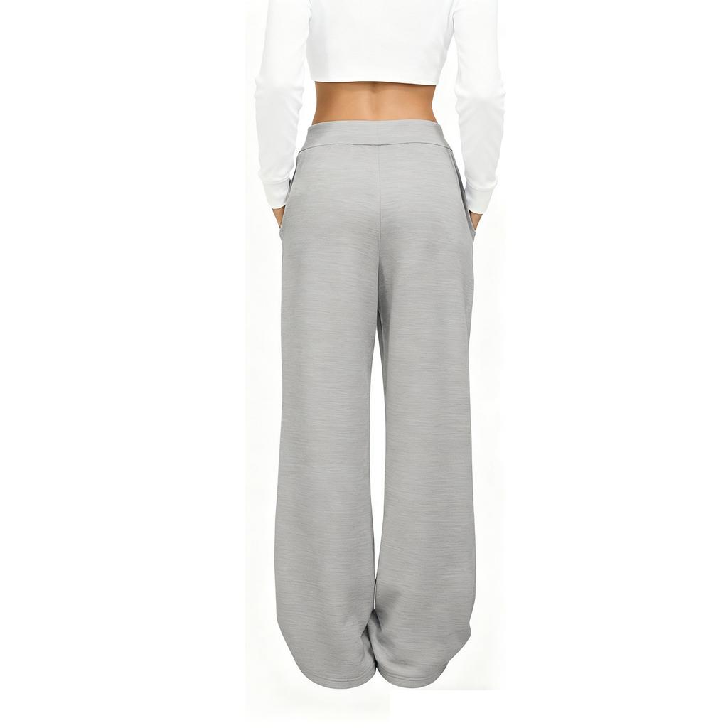 Ladies' Fashionable Color Straight Leg Pants With High Waist Pockets Casual Pants
