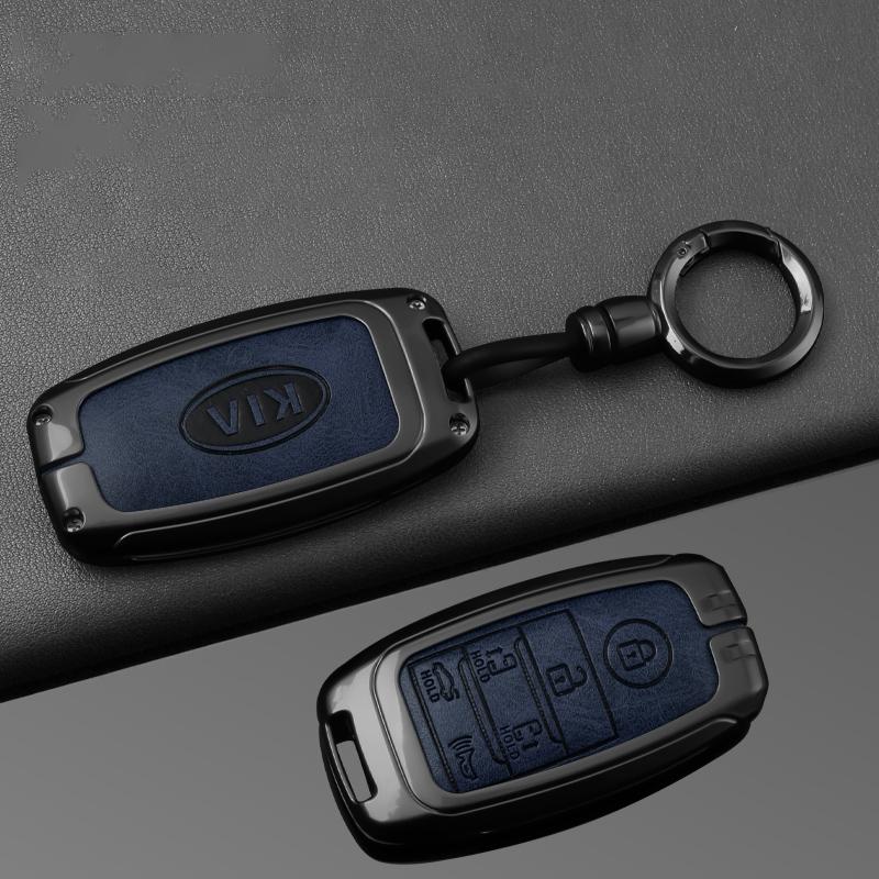 2026 Hot Car Sticker Zinc Alloy Leather Car Remote Key Case Cover Holder Shell For KIA Sedona Grand Carnival Sorento Protector K