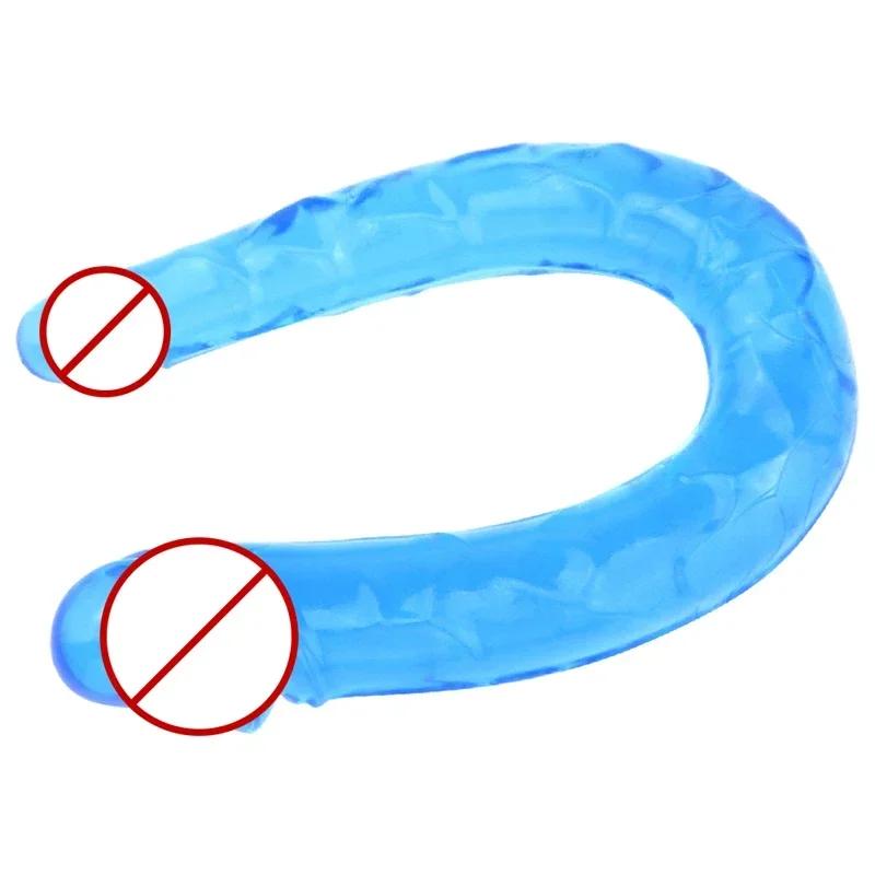 Adult Supplies Sex Toy Double Ended Realistic Dildo Flexible Jelly Dildos Penis Cock Anal Butt Plug Massager G-spot Stimulation