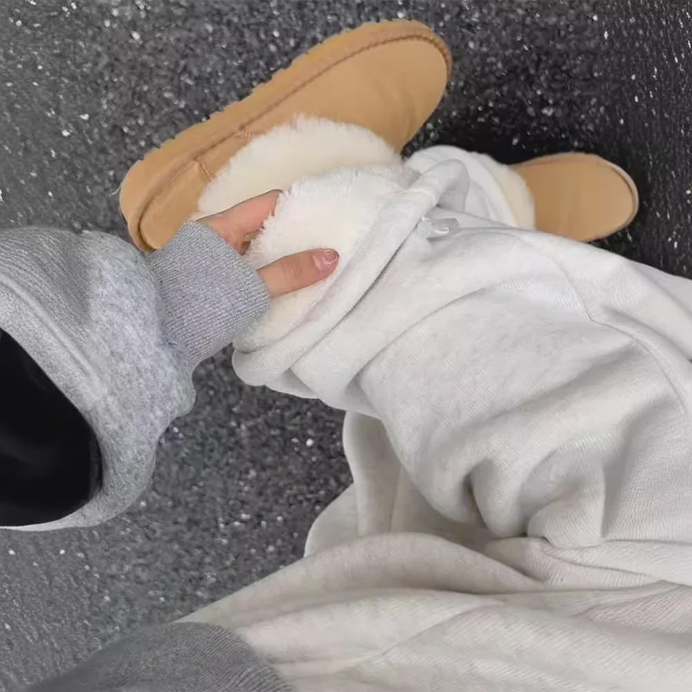 Pantaloni de zăpadă groși de iarnă din catifea cu picior larg și talie înaltă pentru femei