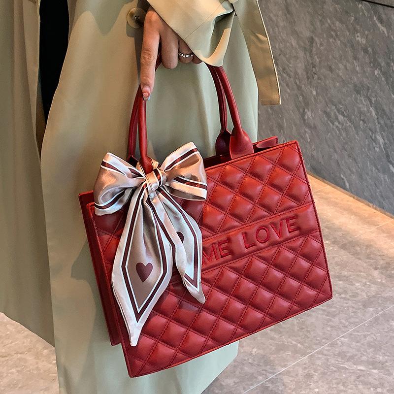 Wedding Bag Bride Wedding Girl Large Capacity Premium Sense Soft Leather Niche Red Daily Available Tote Bag