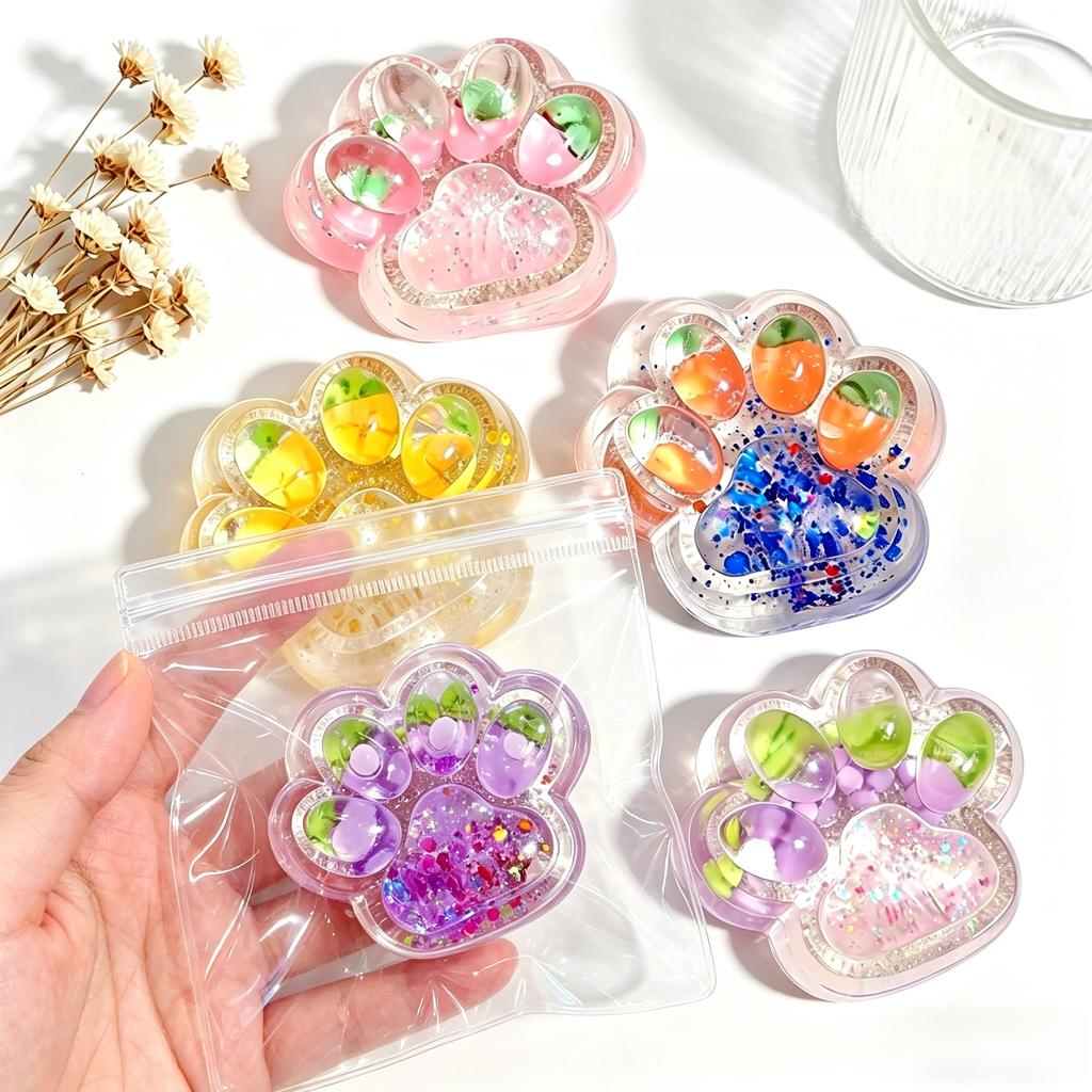 Handmade Resin Cat Paw Shaker Set, Fruit Filled Glitter Phone Stand, Kawaii Cat Lover Gift, Desk Decor Keychain