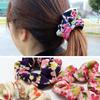 Komono Kobo Scrunchie, Small Hair AccessoryHair Tie, Futakoshi Chirimen Silk, Kyoto, Wa-KOMONO, Edo Komon 1002 (Double Cherry Blossom (Navy))