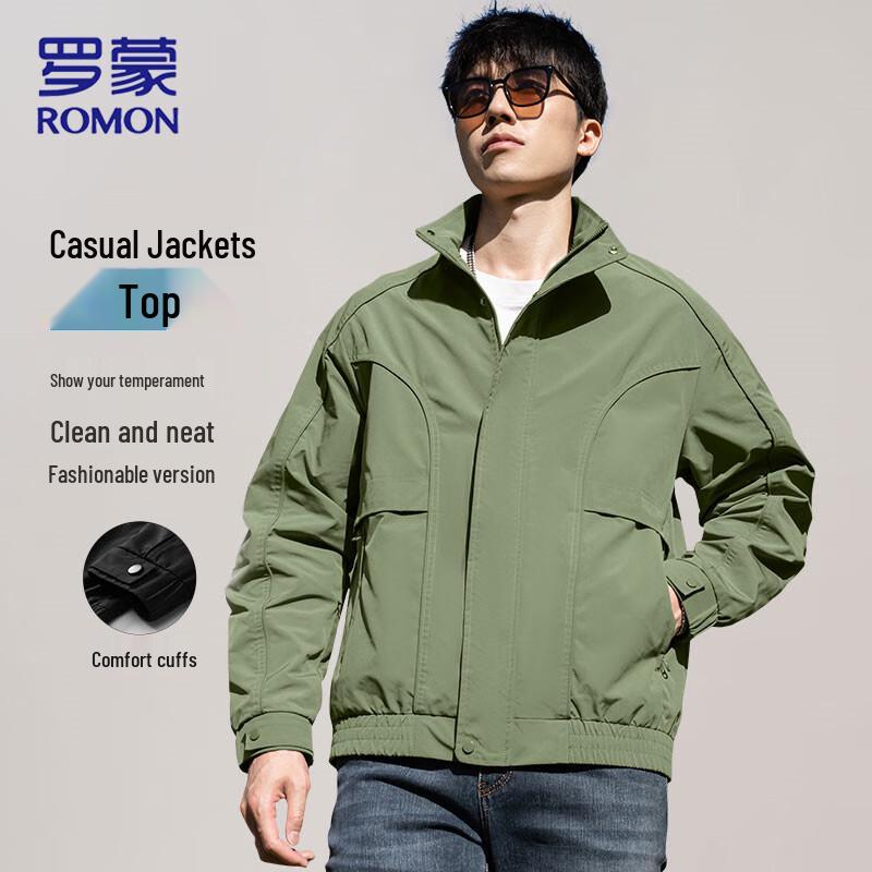 ROMON Men's Casual Stand-Collar Workwear Jacket