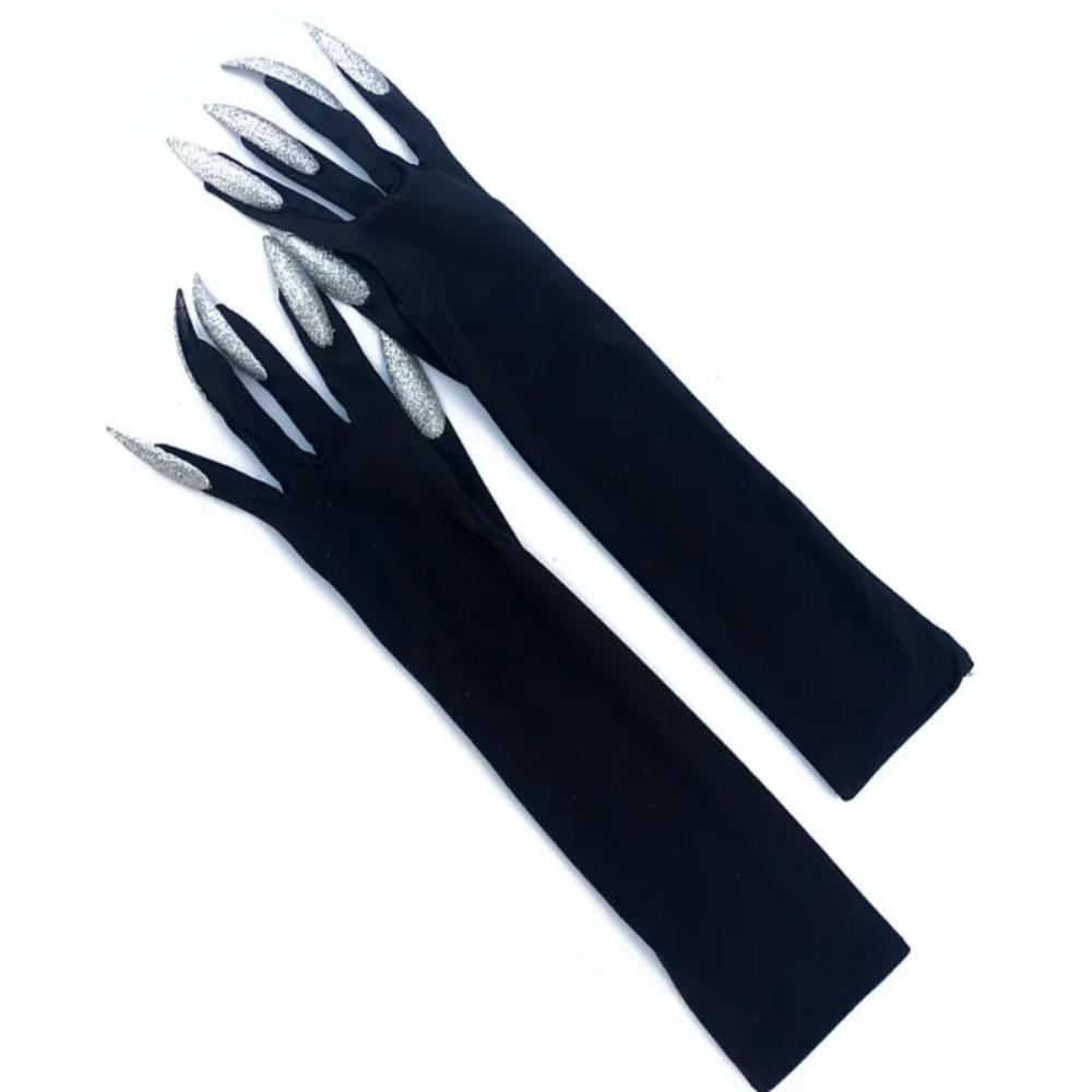 Halloween Long Witch Claw Gloves Sparkly Long Nails Cosplay Monster Demon Hand Sleeves Costume Party Performance Prop