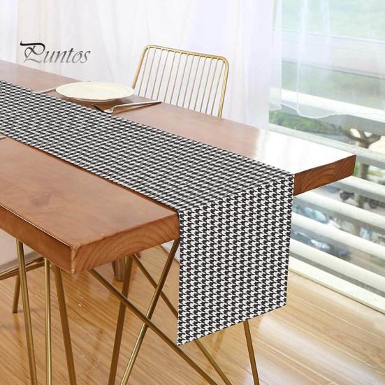Easy Care Table Decor Modern Geometric Runner, Black And White Checkered Washable Rectangular Desk Runner 72 Inch Striped for Dining Decorative Cover
