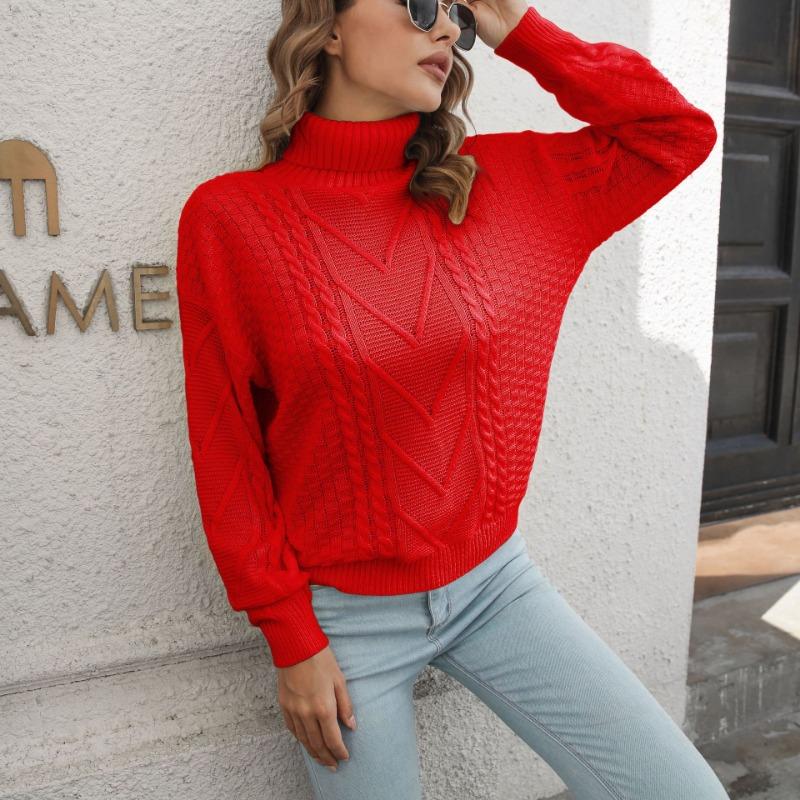 Women S Loose High Neck Long Sleeve Knit Sweater