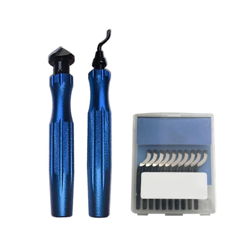 

Deburring Tool Kits Metal Handle Chamfer Tool for Resin Aluminum Brass Plastic Pipe Tube Hole 3D Art with 10Pcs Blades