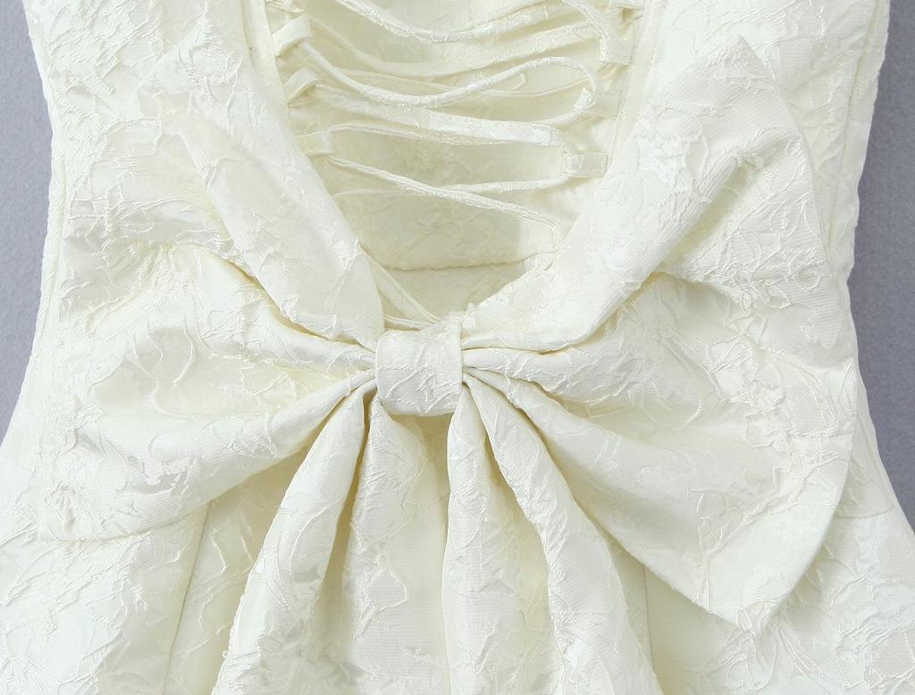 2025 Summer French Style Jacquard Camisole Dress with Butterfly Knot Skirt