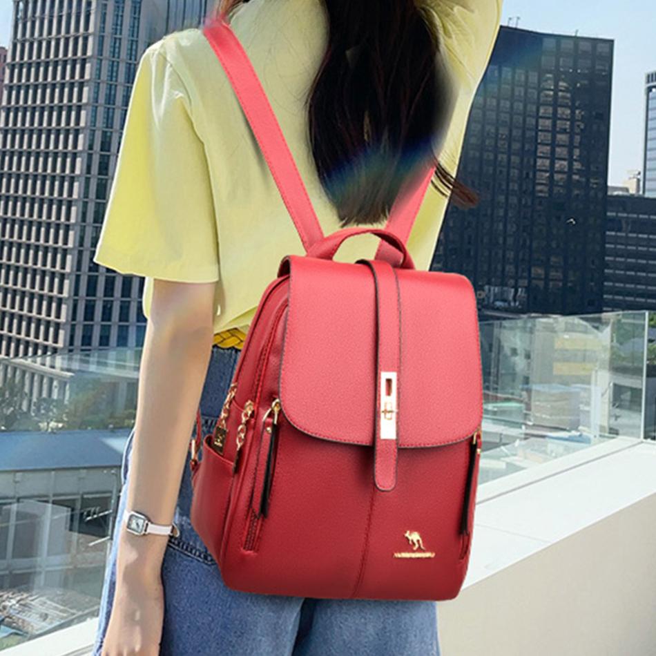 5 Farben Damen-Rucksäcke aus weichem Leder, Vintage-Umhängetaschen für Damen, Sac A Dos, lässige Reisetasche, Damen-Rucksack, Mochilas, Schultaschen